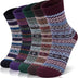 YSense Beau 5pairs Women Merino Wool Socks Thermal Chunky Winter Hiking Breathable Cushioned Cotton Socks Ladies' Cosy Warm Wool Crew Socks Gift Vintage Style