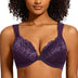 MELENECA Front Fastening Bras for Women Plus Size Underwire Unlined Lace Cup Cushion Strap Purple 38G