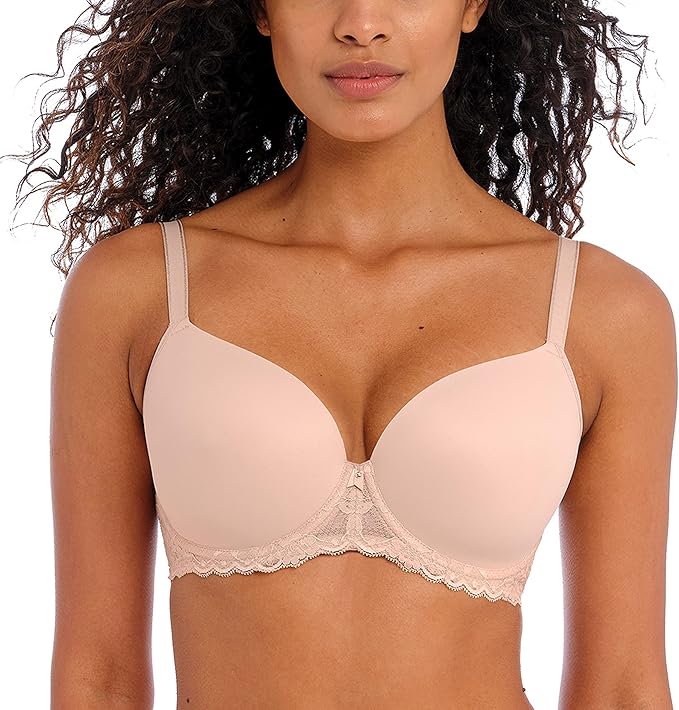 Freya Women's Offbeat Underwire Demi Molded Plunge T-Shirt Bra, Opaque, Natural Beige, 32F
