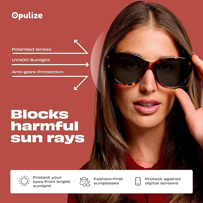 OPULIZE BIG Sunglasses - Bold Fashion Frame - Brown Tinted Lens - Anti-reflective & Anti-Glare - Polarised Lenses With UV400 Protection - Spring Hinges - Brown Tortoiseshell - Mens Womens