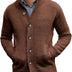 Gemijacka Mens Knitted Cardigan Stand Collar Sweater Button with Pockets Brown, L