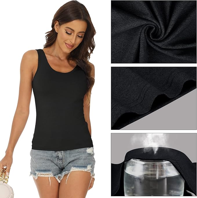 BQTQ 5 Pcs Tank Tops for Women Undershirt Sleeveless Vest Tops for Women and Girls (Black, White, L)