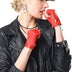 NappaNovum Women's Half Finger Leather With Silk Lining Performance Cycling Driving Gloves (S, Bright Red)