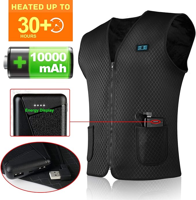 SHAALEK Heated Vest Men Women - Heated Jacket, 10000mAh Heated Gilet for Winter Outdoor, XL