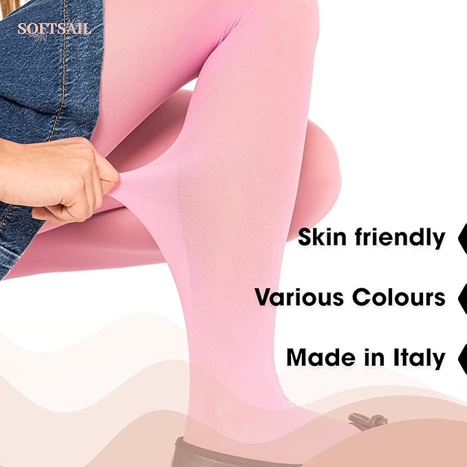 OVISSA Ballet Tights for Girls - School Uniform Dancing Sport 50 DEN With Microfibre - Strong Footed Soft Tights for Kids 9-10 Years, Baby Pink