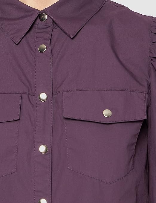 NA-KD Women's Puff Sleeve Shirt, Purple, 6 UK