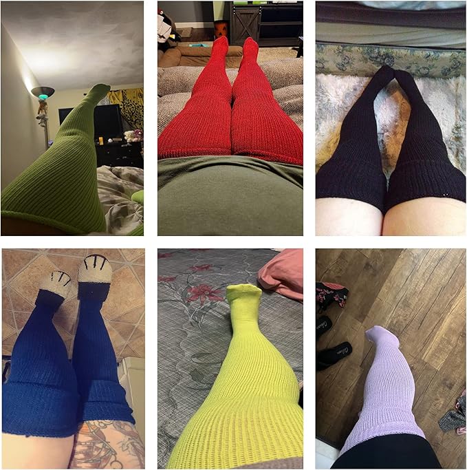 Plus Size Womens Thigh High Socks for Thick Thighs- Extra Long & Thick Over the Knee Stockings- Leg Warmer Boot Socks