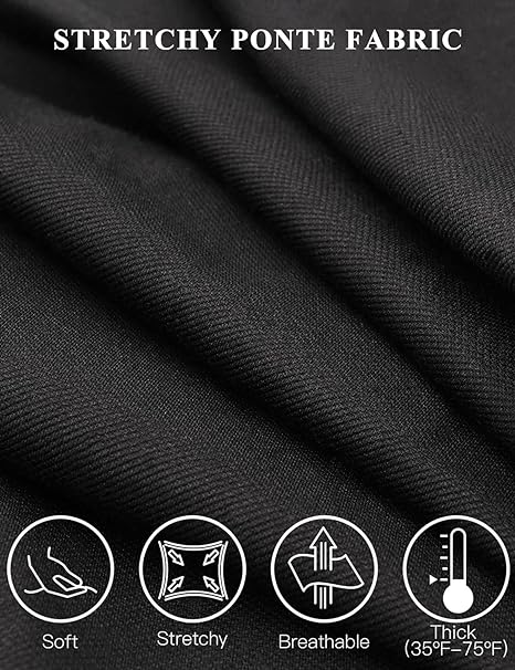 Tapata Women's Stretchy Straight Dress Pants with Pockets Tall, Petite, Regular for Office Work Business, Black, XL / 34L