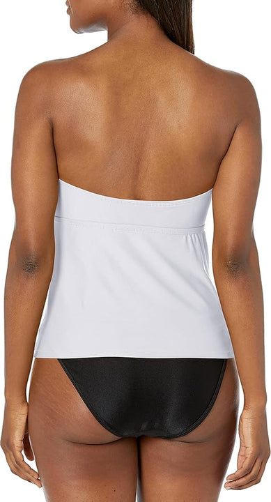 Catalina Women's Twist Front Bandeau Swimsuit Tankini Top, White, L UK