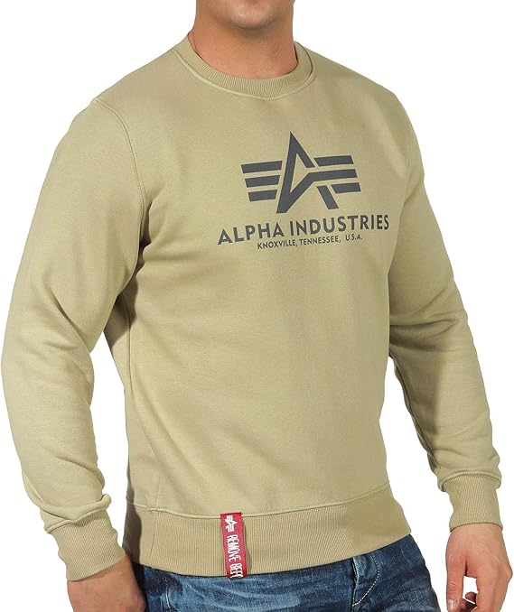 ALPHA INDUSTRIES Men's Basic Sweater Sweatshirt, Light Olive, 4XL