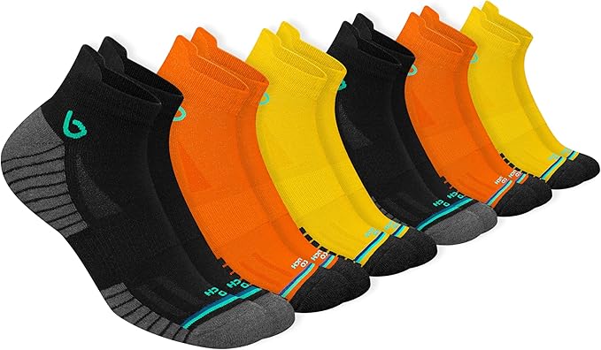 BAMBOS Eco Touch Men's Athletic Ankle Socks for Running & Gym, Pack of 6 (Size UK 9-11, Multicoloured)