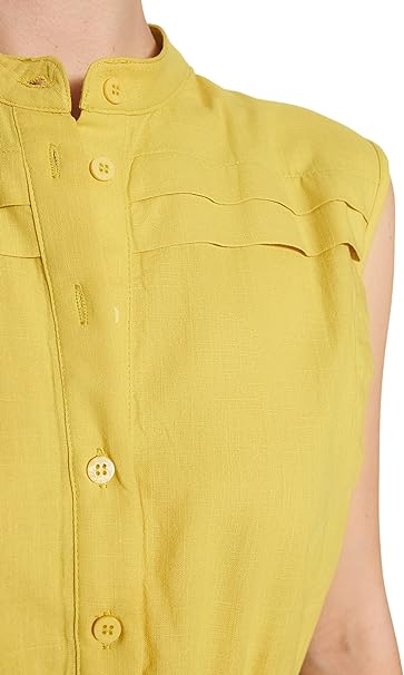 Trendyol Women's Shirt Regular fit Woven Dress, Yellow, 36