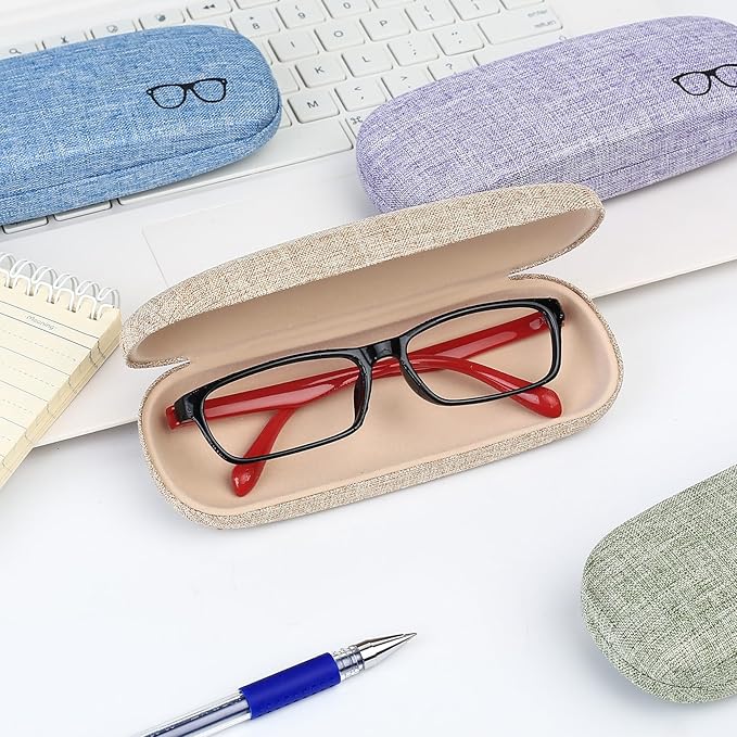 SHACHENH 4 Pcs Glasses Case Hard Shell Eyeglasses Case, PU Leather Protective Glasses Cases, Sunglasses Case, Spectacle Cases for Women Men, Hard Glasses Cases for Sunglasses Reading Glasses Storage