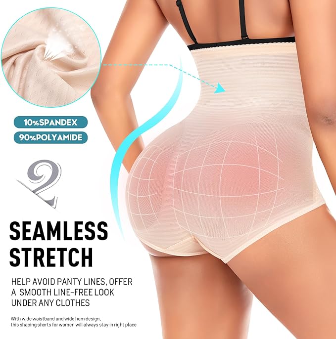 Werkiss Women Tummy Control Knickers High Waisted Shapewear Slimming Underwear Comfort Body Shaper, Beige M