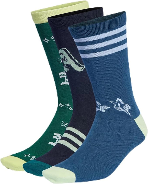 Adidas Unisex nd Love Crew 3 Pairs Crew Socks, collegiate green/black/arctic night, 5.5K-7K