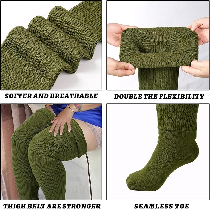 Plus Size Womens Thigh High Socks for Thick Thighs- Extra Long & Thick Over the Knee Stockings- Leg Warmer Boot Socks