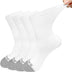 ZFSOCK Diabetic Socks Men Women: Diabetic Socks Without Elastic Waistband Without Seam Cotton Health Socks Without Rubber Calf Length Business Socks with Comfort Waistband Plush Sole 4 Pairs, White