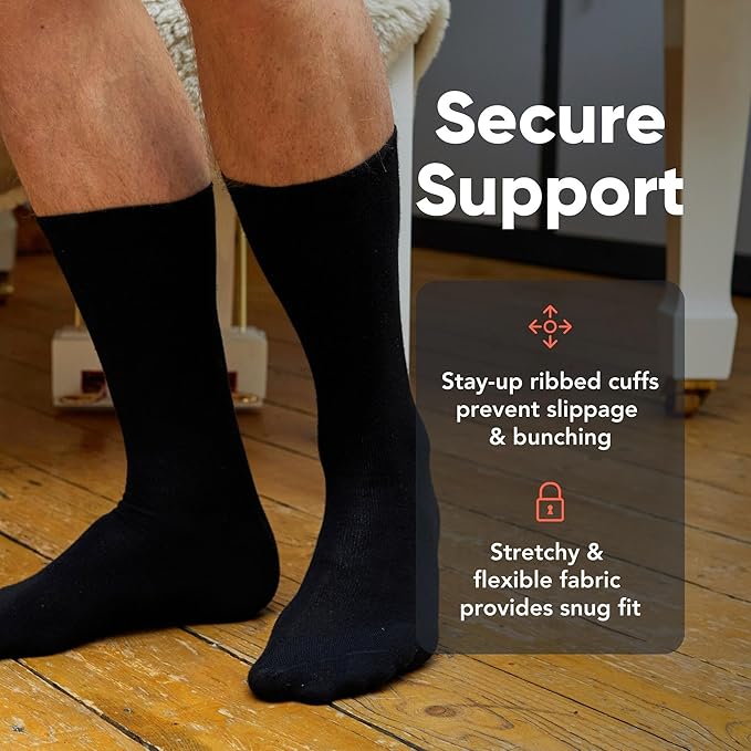 FM London 6-Pack Unisex Super Soft Calf Socks - Mens Socks & Womens Socks with Breathable, Black / 6-8