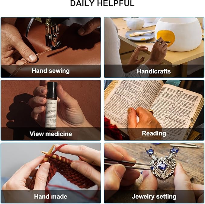 OKH Reading Glasses with Light, USB Rechargeable LED Mighty Lighted Readers Eyeglasses, Bright Clear Sight Vision LED Glasses for Women Men Night Reading Small Prints, Close Work (Matte Black,2.0X)