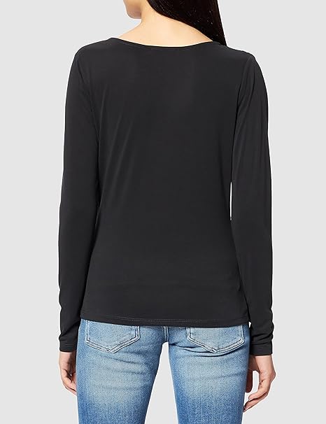 NA-KD Women's Draped Long Sleeve Top Shirt, Black, X-Large