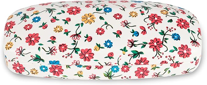 LAGO TERRA Easy-Open Ditsy Floral Hard Shell Glasses Case - White Floral