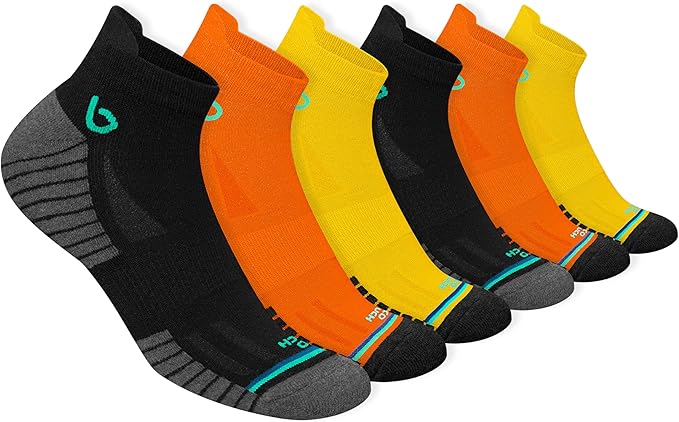 BAMBOS Eco Touch Men's Athletic Ankle Socks for Running & Gym, Pack of 6 (Size UK 9-11, Multicoloured)
