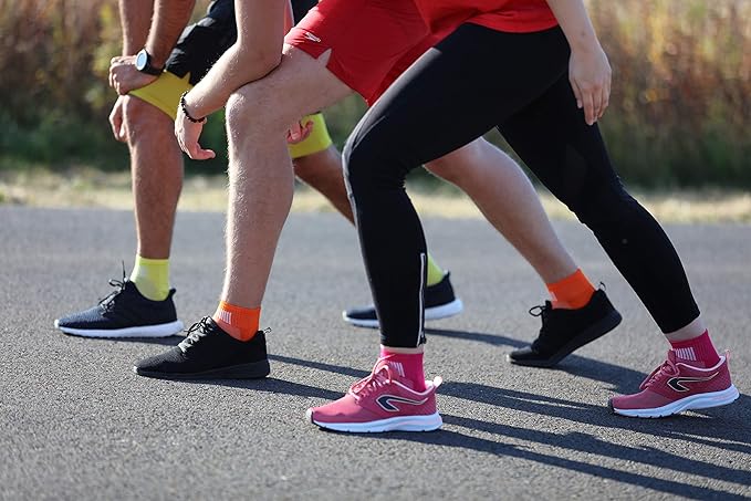 Rainbow Socks - Women Men Colourful Cotton Sneaker Sport Socks - 6 Pairs - Orange Red Yellow Turquoise Green Fuchsia - Size 10-11,5