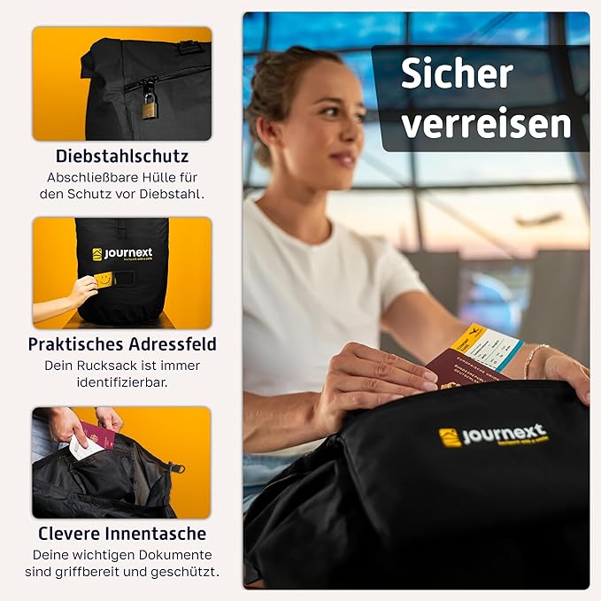 Journext 2 in 1 Backpack Transit Cover & Rain Cover, Backpack Flight Cover, Rucksack Transit Cover for Airplane, Railway & Bus, Flight Bag