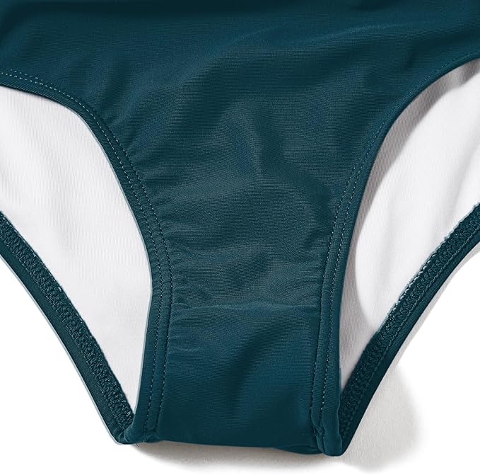 DOULAFASS Sexy Mesh Swimming Costume Women Tummy Control Swimsuit V Neck Padded One Piece Swimwear, Green, XL