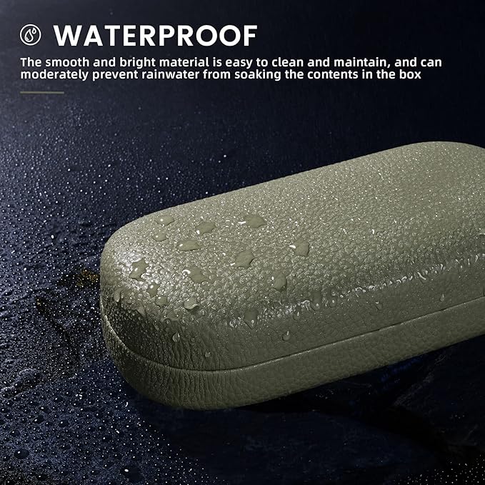 molshine Hard Shell Leather Sunglasses Case,Classic Large Glasses Case for Women Men,Sunglass Eyeglasses (Olive green)