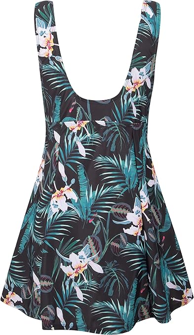 ECUPPER Womens Plus Size Skirted Swimsuit Floral Printed Swimwear Padded Swim Suit Dress with Boy Shorts