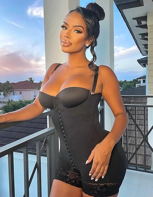 SHAPERX Shapewear Tummy Control Fajas Colombianas High Compression Body Shaper for Women Butt Lifter Thigh Slimmer, Black, Medium