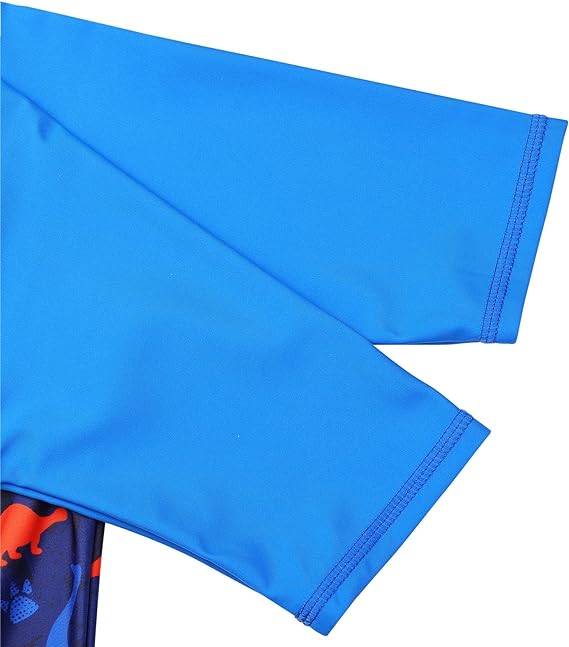 HUAANIUE Boys Kids 1 Piece Swimsuit Kids Boys Short Sleeve Zip Swimming Costume 2-10 Years, S245-Dinosaur Navy, 5-6 Years