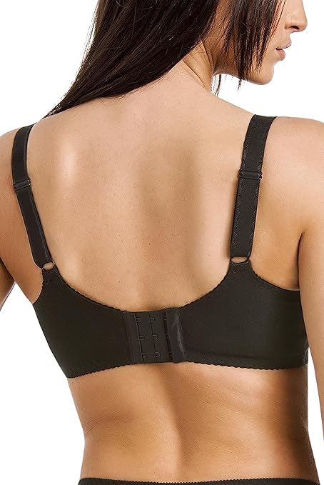 Teyli Bras for Women with Adjustable Straps - Women's Bra with lace Detail - Soft Cotton Bra - Underwired Bras Black 30J