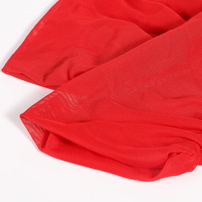 TOYMIS Women's Super Long Gloves, 1920s Sexy Sheer Gloves Elegant Long Opera Gloves Mesh Tulle Gloves Dance Gloves (red)