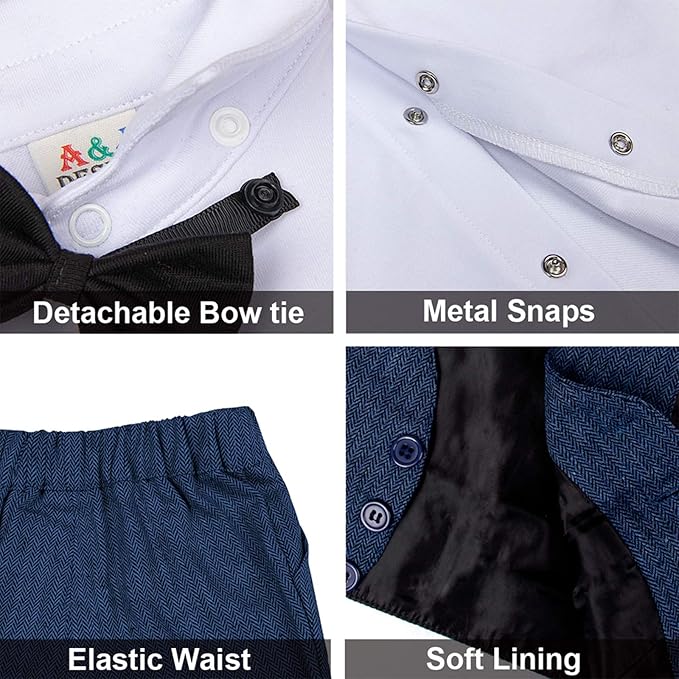 mintgreen Baby Boys Long Sleeve Outfit Suit Set with Flat Hat, Royal Blue, 2-3 Years, 100