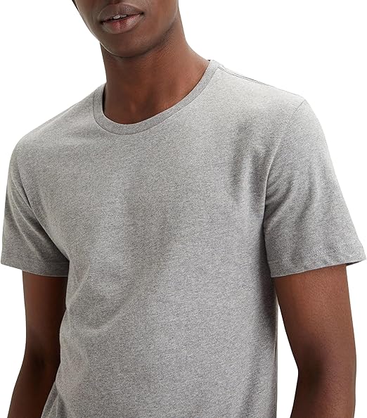 Levi's Men's Slim 2-pack Crewneck Tee, White/ Med Heather Grey, XS