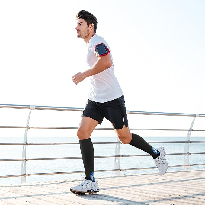 aZengear Compression Socks (20-30mmHg) Anti DVT Air Flying Knee-High Flight Travel Stockings, Swollen Legs, Varicose Veins, Running, Shin Splints Calf Pressure Support, Sports