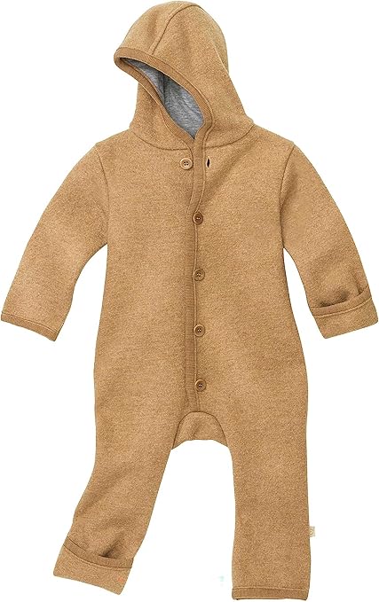 Disana Walk-Overall, with Fold-Over Cuffs, 100% Organic Merino Wool GOTS, IVN Best, Newborn Baby, Toddler, Child, Unisex, Made in Germany, caramel, 98/104 cm
