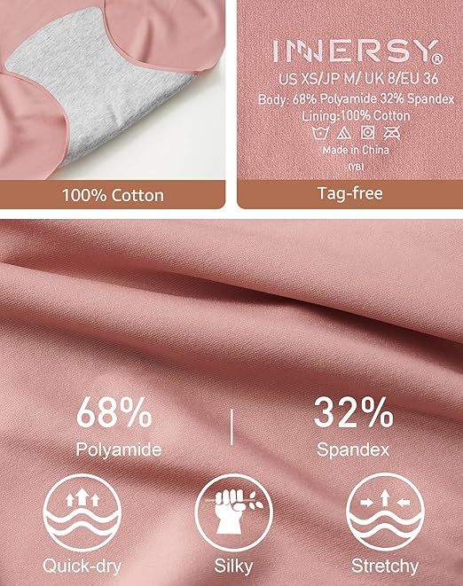 INNERSY Seamless Knickers for Women No Show Underwear Ladies Briefs Invisible Nylon Pants 2 Pack Beige/Pink, XL