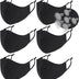 6 Pack Black Cotton Face Masks,Face Masks Washable,Reusable Face Mask,Face Covering,3-Layers Breathable Cloth Face Masks With Adjustable Ear Loops For Women Man (Meduim)