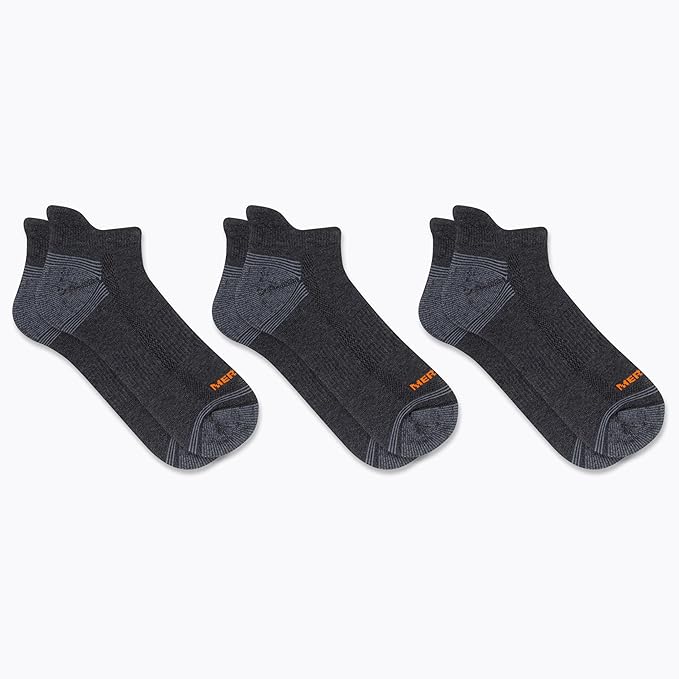 Merrell Unisex's Men's and Women's Recycled Everyday Half Cushion Low Cut Tab Socks-3 Pairs-Breathable Hiking, Black, X-Large