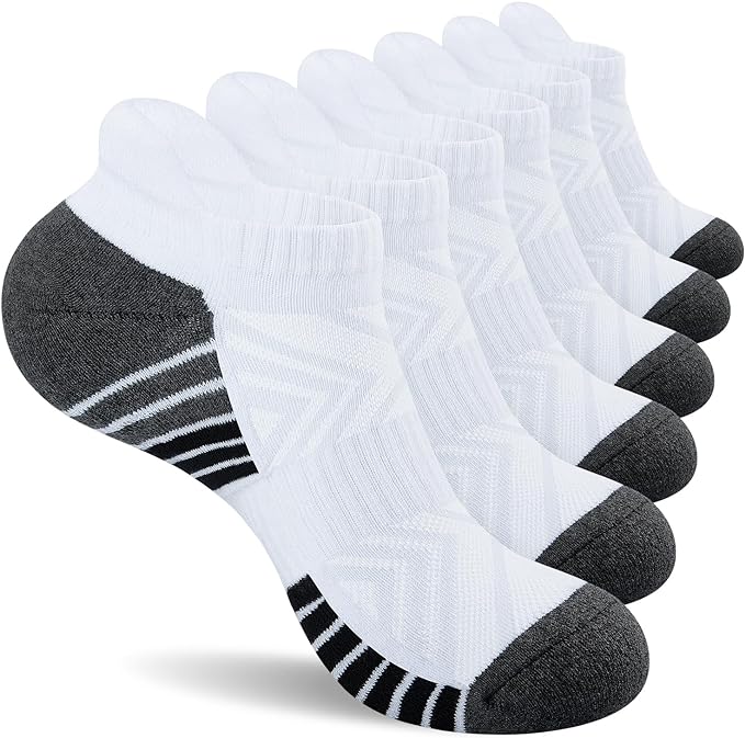 Benirap Mens Tranier Socks Cushioned Running Socks, Anti-Blister Cotton Ankle Sports Socks for Men Women Low Cut Breathable Athletic Socks(6 Pairs)