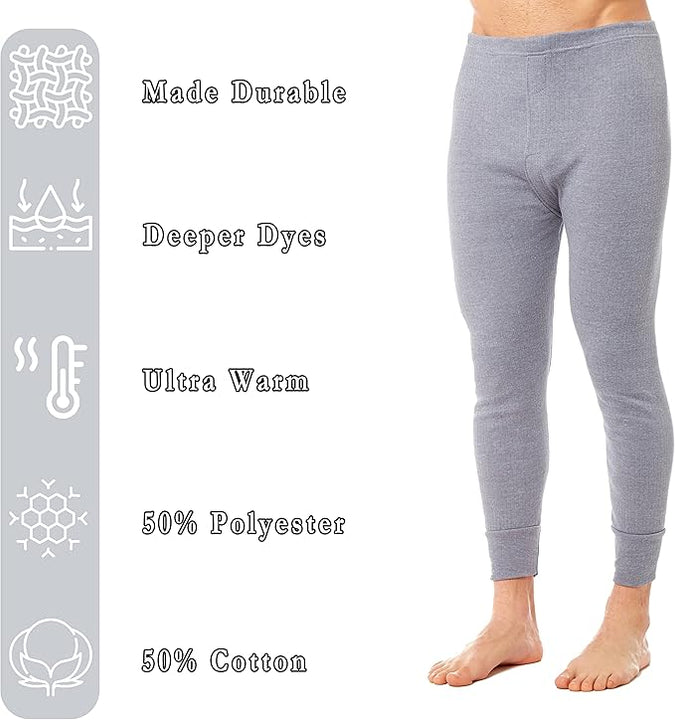 ---BUY ONE GET ONE FREE--- Heatwave® Pack of 2 Men's Thermal Trousers Long Johns, Grey, M