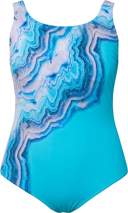 Ulla Popken Women's Badeanzug Achat, Alice One Piece Swimsuit, Light Turquoise, 22