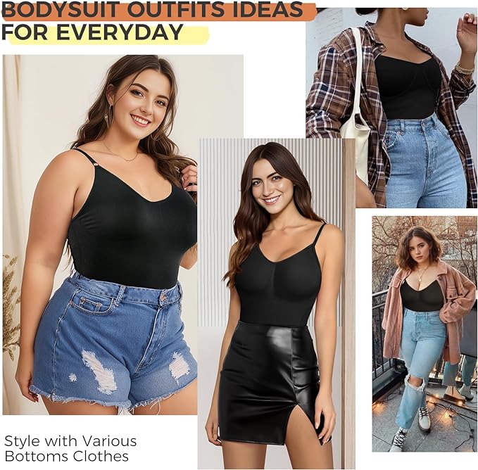 AURUZA Shapewear for Women Tummy Control, Women's Shapewear Bodysuit, Tummy Control Body Shaper for Women (Black, M)