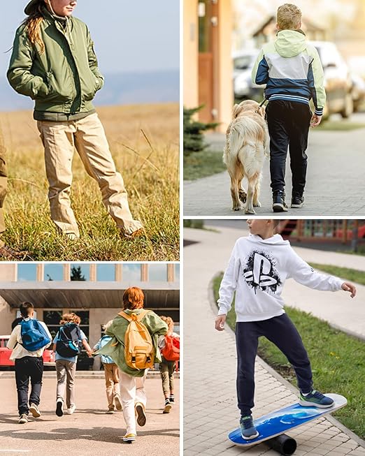 Auranso Boys Cargo Trousers 12-13 Years Kids Elasticated Waist Joggers with Drawstring Outdoor Casual Pants White