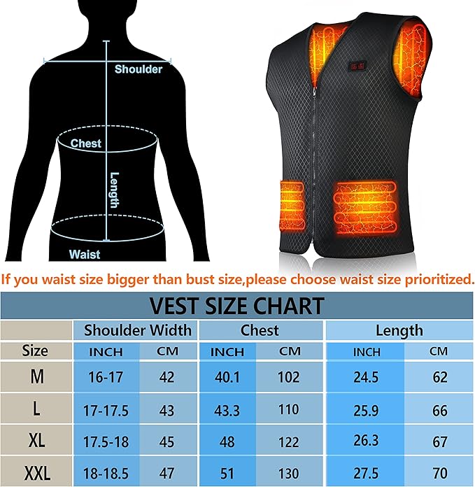 SHAALEK Heated Vest Men Women - Heated Jacket, 10000mAh Heated Gilet for Winter Outdoor, XL