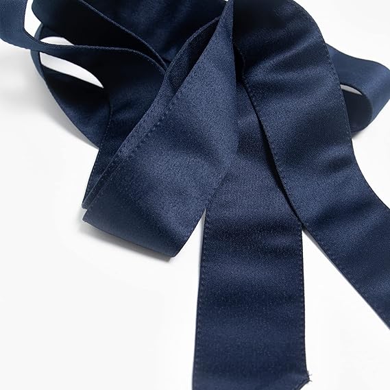 Maya Deluxe Women's Belt Ladies Satin Sash Waist Tie Ribbon Bow Accessory for Bridesmaids Bridal Wedding Prom Evening Occasion, Navy, L-XL