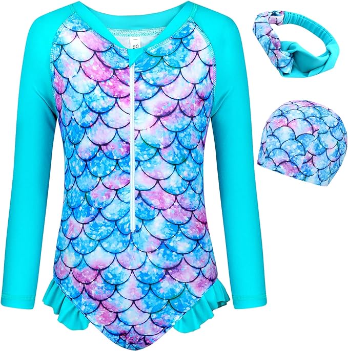 Vine Girls Swimsuit One Piece Swimwear Long Sleeve